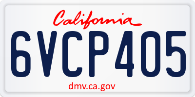 CA license plate 6VCP405