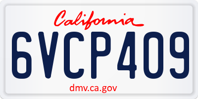 CA license plate 6VCP409
