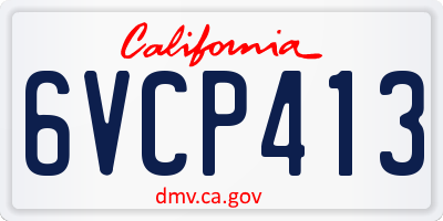 CA license plate 6VCP413