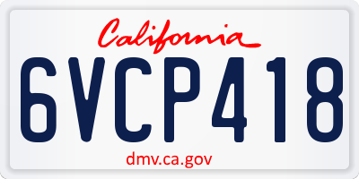 CA license plate 6VCP418