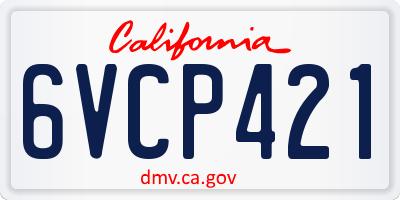 CA license plate 6VCP421