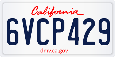 CA license plate 6VCP429