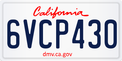 CA license plate 6VCP430