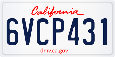 CA license plate 6VCP431