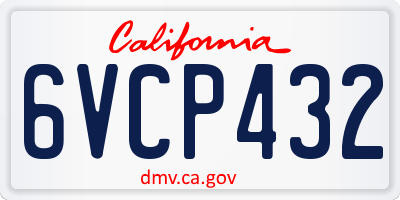 CA license plate 6VCP432