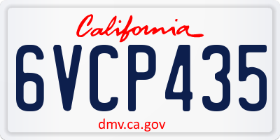 CA license plate 6VCP435