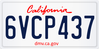 CA license plate 6VCP437
