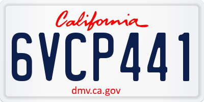 CA license plate 6VCP441