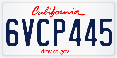 CA license plate 6VCP445