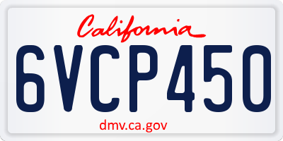 CA license plate 6VCP450