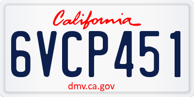CA license plate 6VCP451