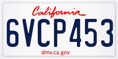 CA license plate 6VCP453