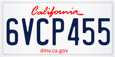 CA license plate 6VCP455