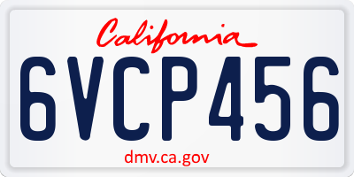 CA license plate 6VCP456