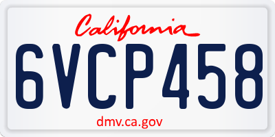 CA license plate 6VCP458