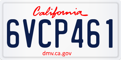 CA license plate 6VCP461
