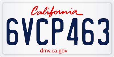 CA license plate 6VCP463