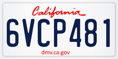CA license plate 6VCP481