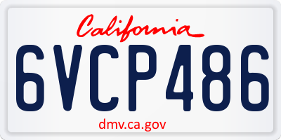 CA license plate 6VCP486