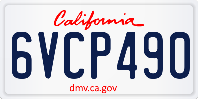 CA license plate 6VCP490