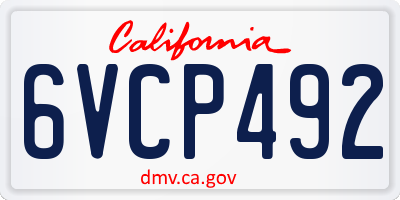 CA license plate 6VCP492