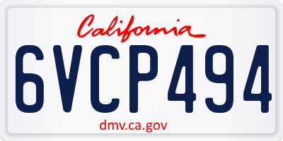 CA license plate 6VCP494