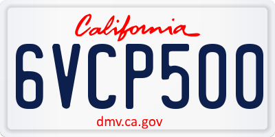CA license plate 6VCP500