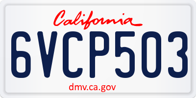 CA license plate 6VCP503