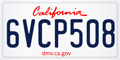 CA license plate 6VCP508