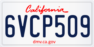 CA license plate 6VCP509