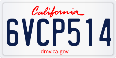 CA license plate 6VCP514