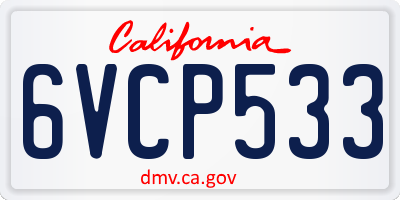 CA license plate 6VCP533