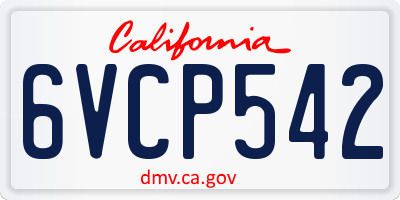 CA license plate 6VCP542