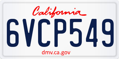 CA license plate 6VCP549