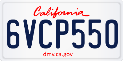 CA license plate 6VCP550