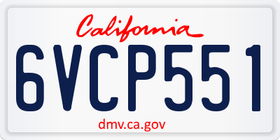 CA license plate 6VCP551