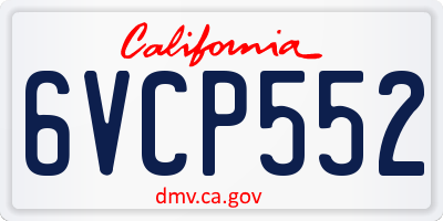 CA license plate 6VCP552