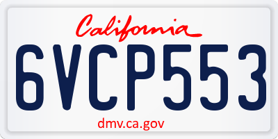 CA license plate 6VCP553