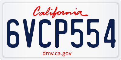 CA license plate 6VCP554