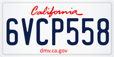 CA license plate 6VCP558
