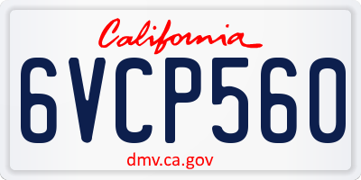 CA license plate 6VCP560