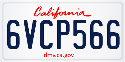 CA license plate 6VCP566
