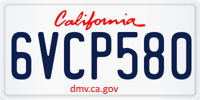 CA license plate 6VCP580