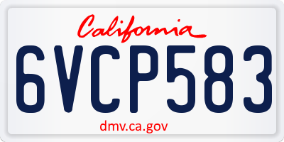 CA license plate 6VCP583