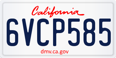 CA license plate 6VCP585