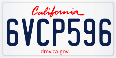 CA license plate 6VCP596