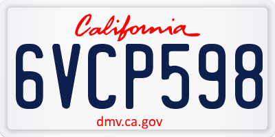 CA license plate 6VCP598