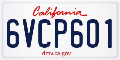 CA license plate 6VCP601