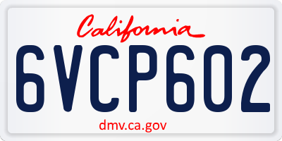 CA license plate 6VCP602