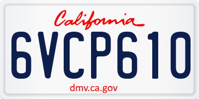 CA license plate 6VCP610